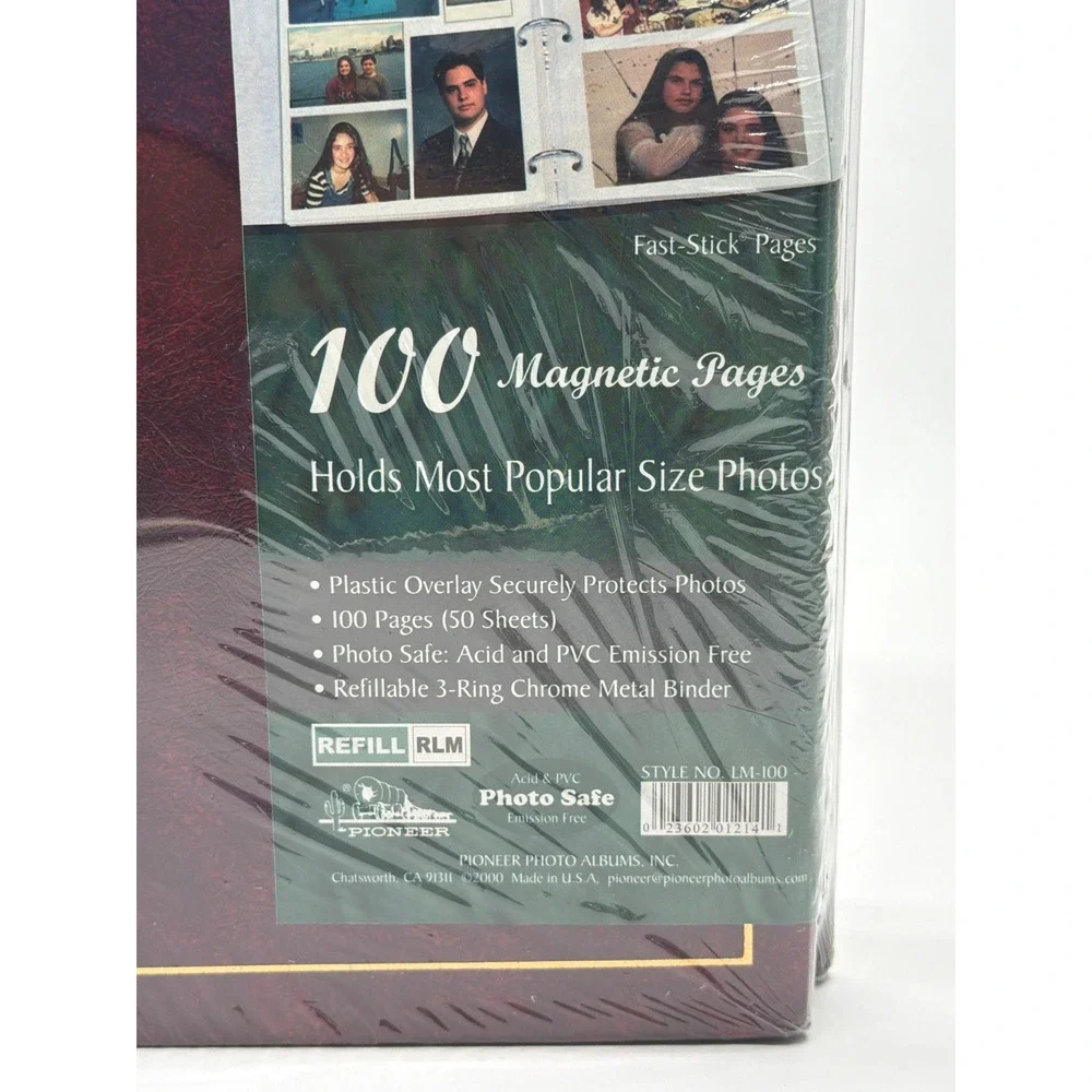 Pioneer Photo Album Burgundy Gold Trim 100 Magnetic Pages Refillable LM-100 NEW